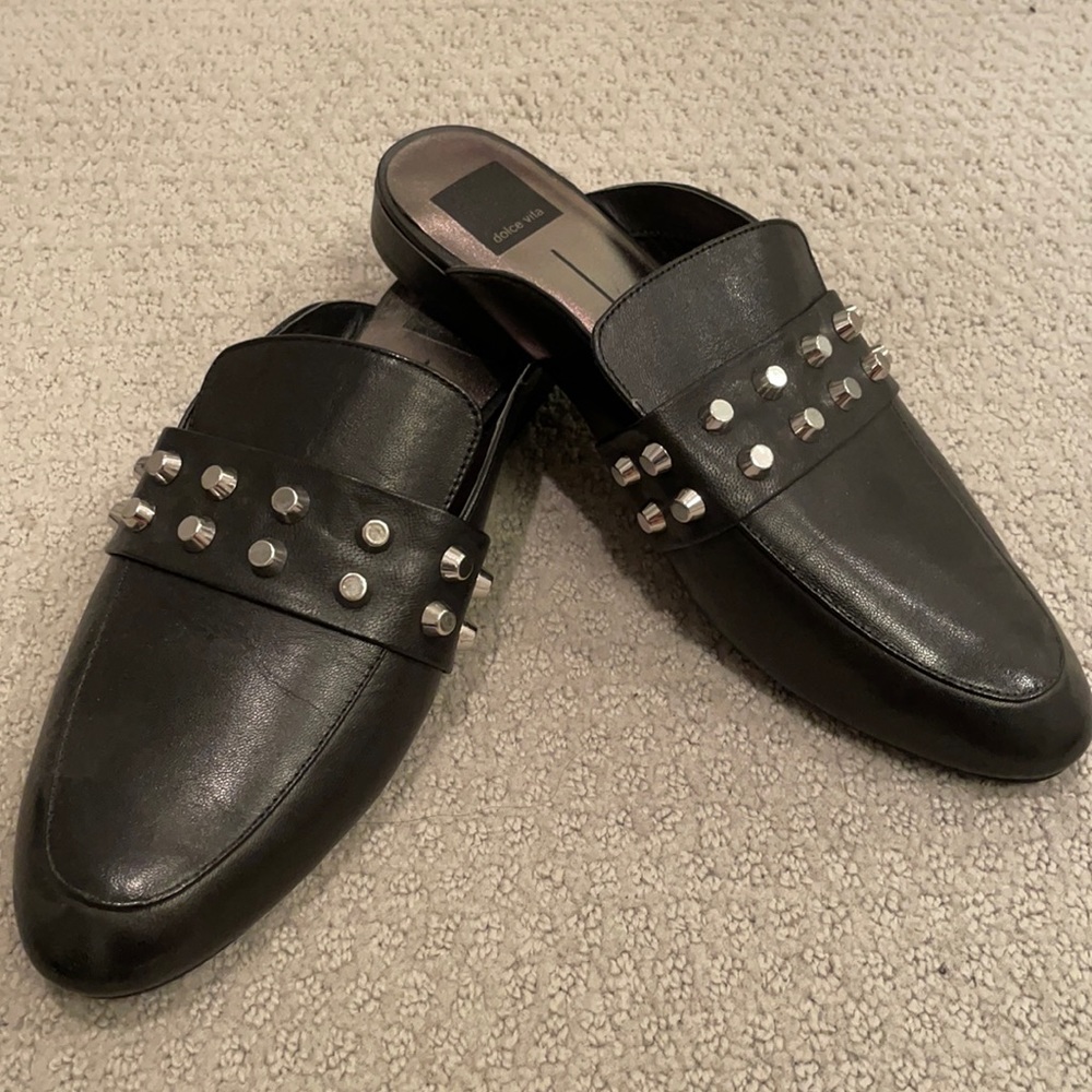 Dolce Vita | Black Studded Mule Flats (8.5)
